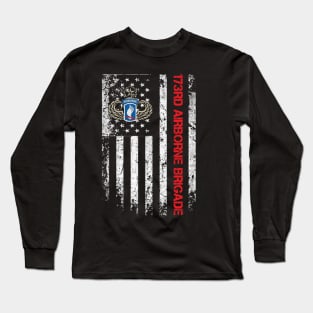 173rd Airborne Brigade American Flag - Gift for Veterans Day 4th of July or Patriotic Memorial Day Long Sleeve T-Shirt